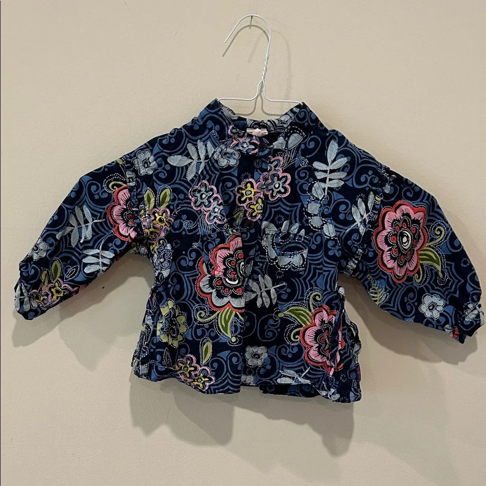 Oilily Floral Toddler Girl Sz 92cm Shirt Cotton Lond Sleeve button down Top 3T - Picture 8 of 8
